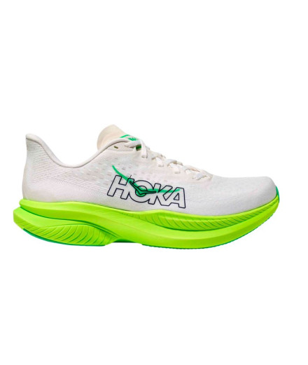 Chaussures de Running Hoka Mach 6 Homme Blanc/Neon Lime